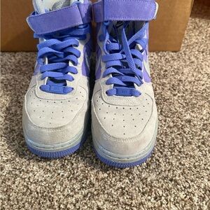 Nike High Top Air Force ones  Purple and Gray Sneakers